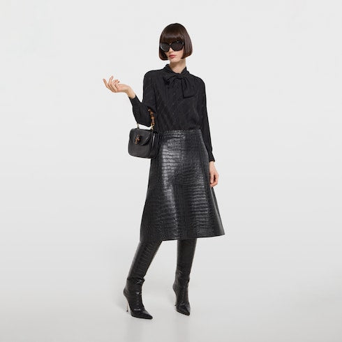 Silk crêpe satin Interlocking G shirt