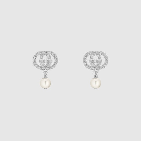 Crystal and pearl earrings