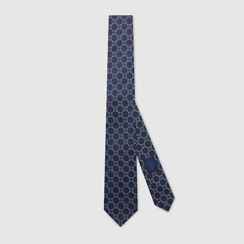 Horsebit silk jacquard tie