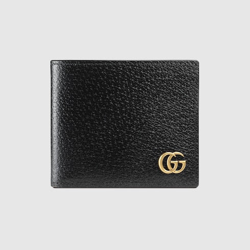 Black Leather GG Marmont Large Bi-Fold Wallet