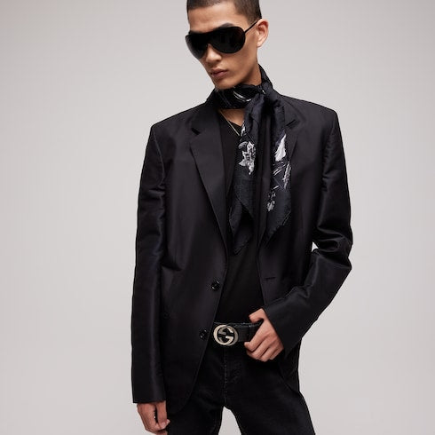 Printed silk jacquard carré