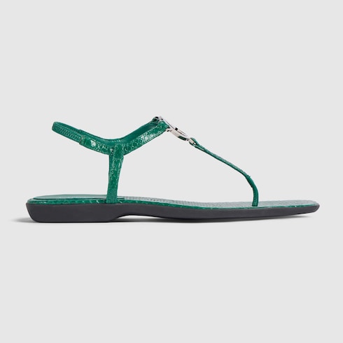 Women's python thong sandal with Interlocking G
