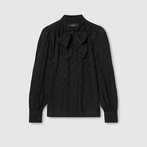 Silk crêpe satin Interlocking G shirt