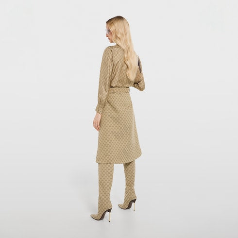 Printed silk twill shirt with bow
