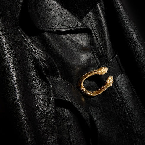 Soft grainy leather trench