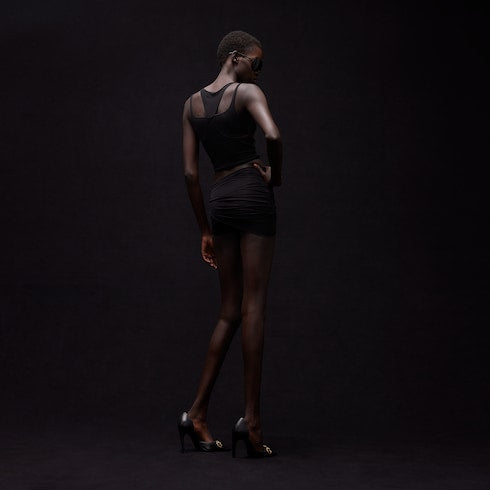 Crêpe jersey draped shorts