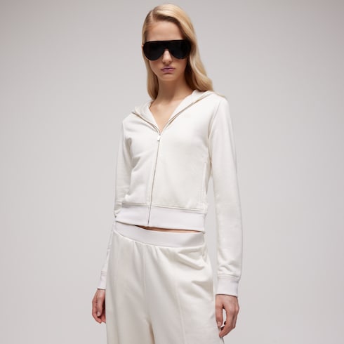 Cotton silk jersey zip sweatshirt