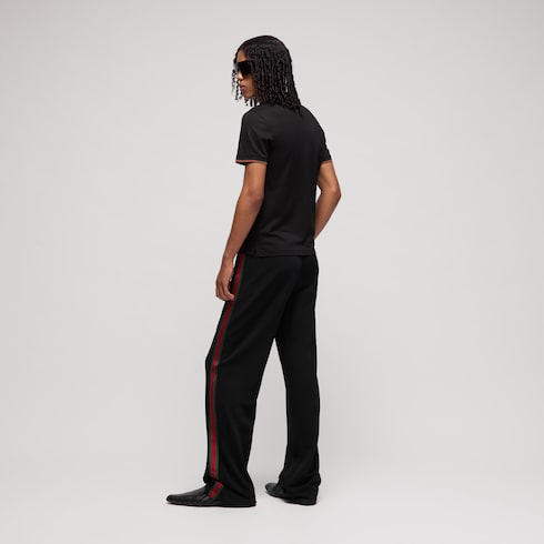 Silk jersey polo shirt with Web