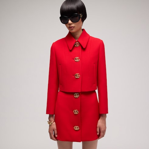 Crêpe wool jacket with Double G button