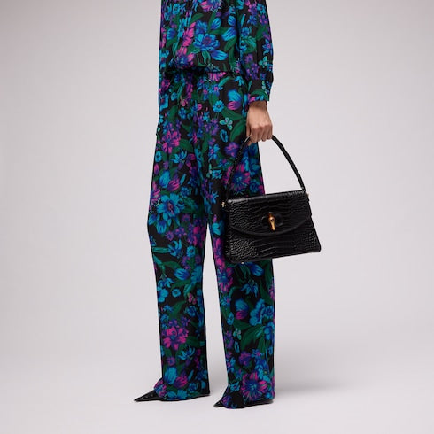 Printed silk leisure pants