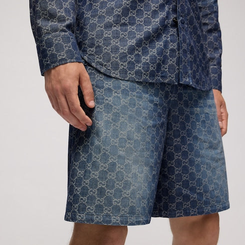 GG chambray cotton denim shorts
