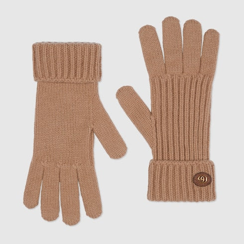 Wool cashmere gloves with Double G