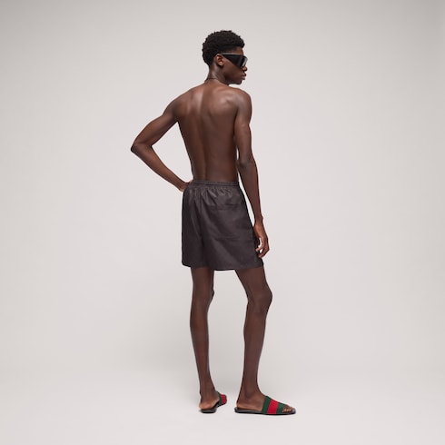 Printed polyester poplin swim shorts