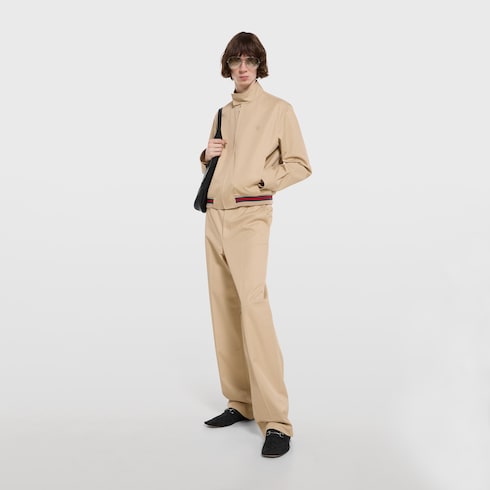 Cotton twill pants with embroidery