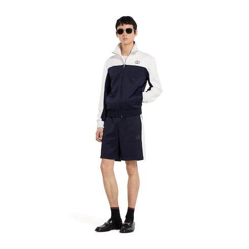 Technical jersey shorts with embroidery