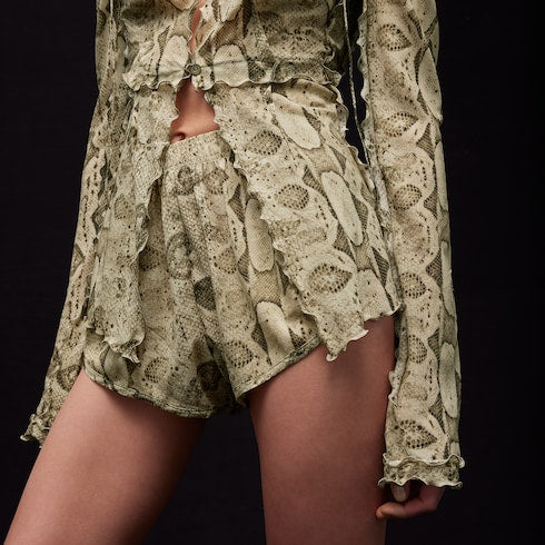 Printed silk shorts