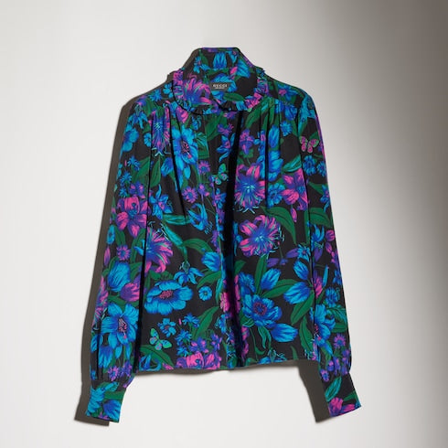 Printed silk crêpe de chine shirt