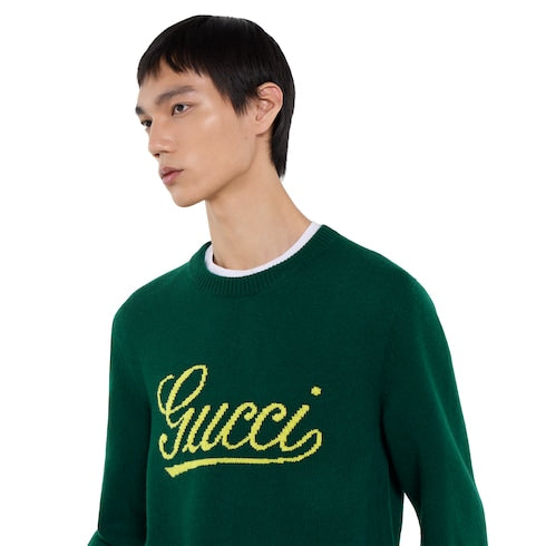 Wool sweater with Gucci intarsia