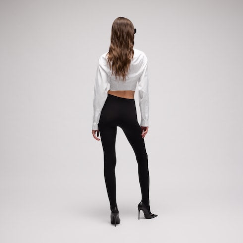 Cropped cotton poplin shirt