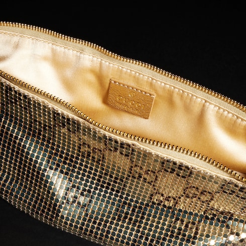 Metallic evening bag with charm