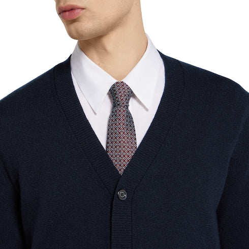 Fine cashmere cardigan with intarsia