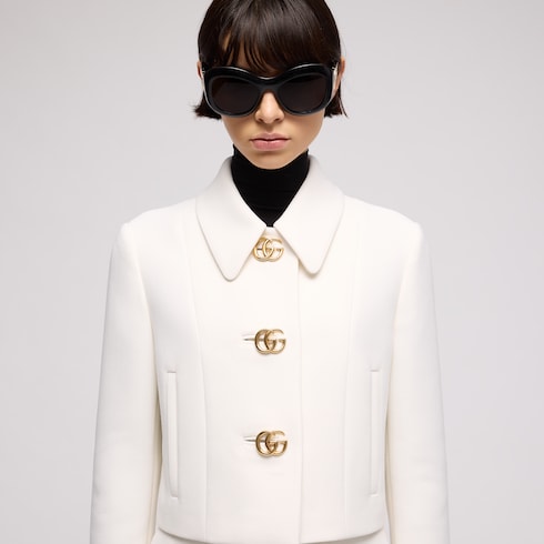 Crêpe wool jacket with Double G button