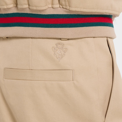 Cotton twill pants with embroidery