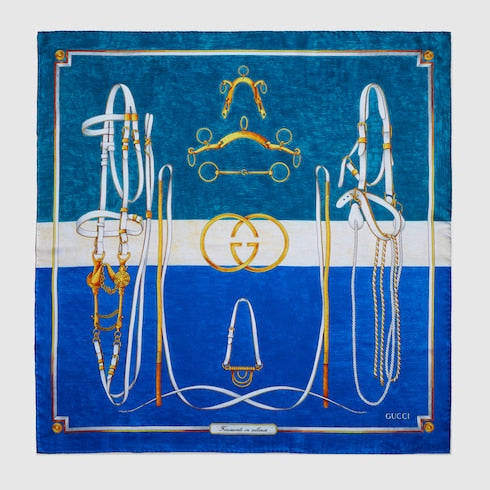 "Morso D'Oro" printed silk carré