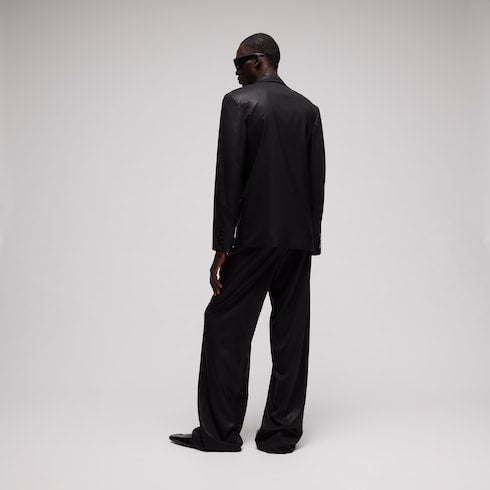 Light wool pants with chintzed finish
