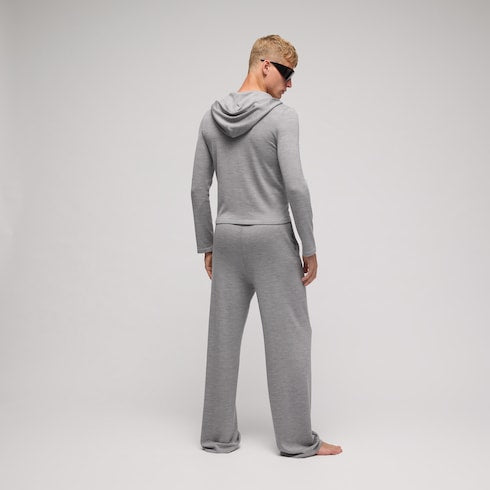 Wool silk leisure pants with embroidery