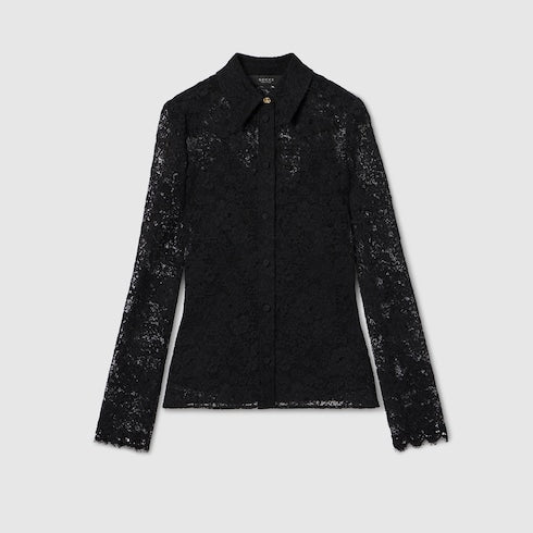 GG flower stretch lace shirt