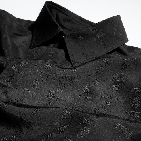 Silk habotai shirt with jacquard detail