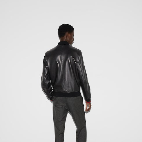 Leather bomber jacket with Web