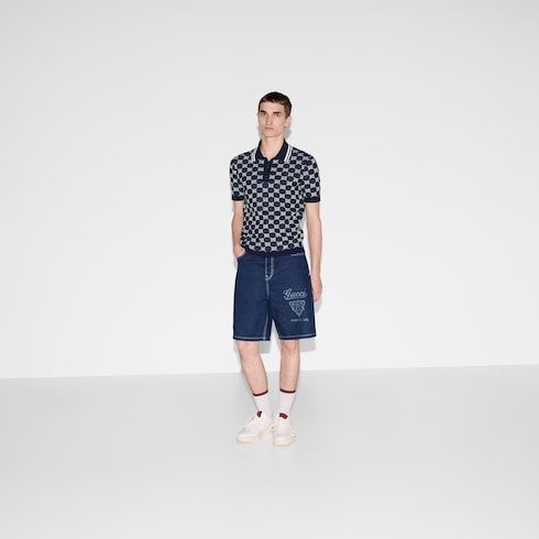 GG cotton knit jacquard polo shirt