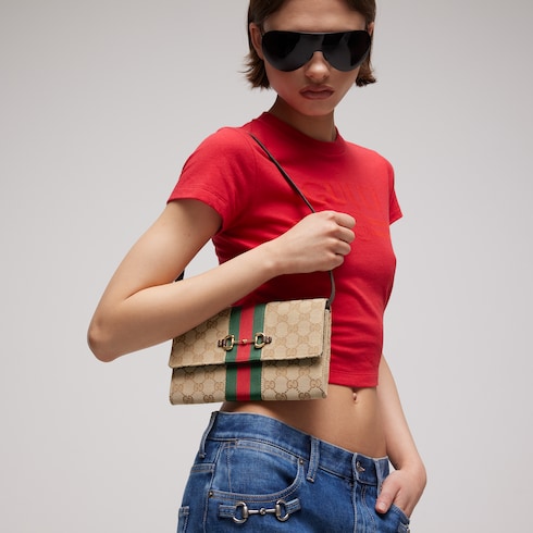 Gucci Horsebit Web wallet with strap