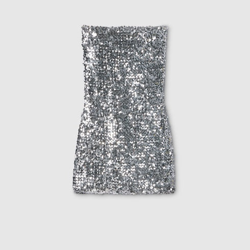 Embroidered sequin elastic fabric dress