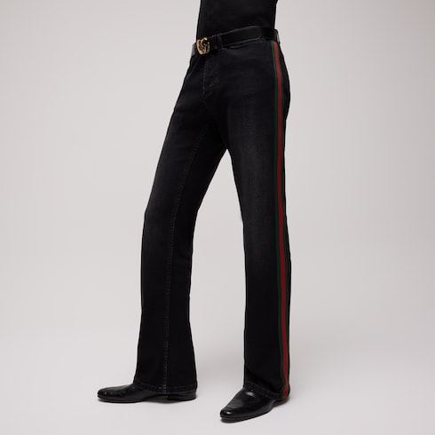Cotton denim pants with Web