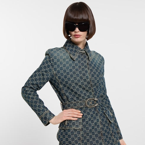 GG cotton denim jacquard jacket