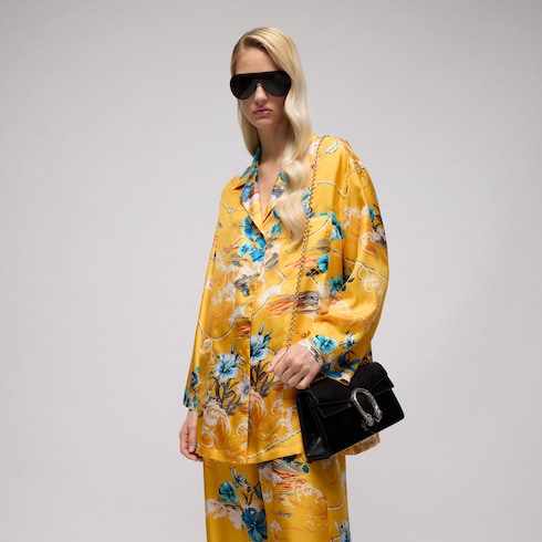 Printed silk twill shirt
