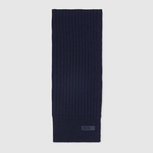 Knit wool scarf with logo