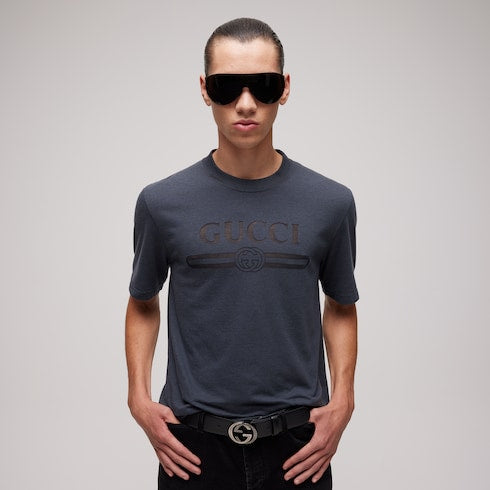 Cotton jersey T-shirt with devoré detail
