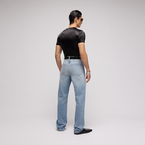 Stretch satin jersey T-shirt