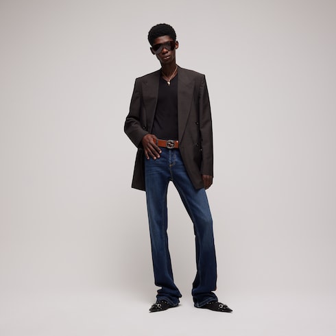 Wide belt with Interlocking G buckle
