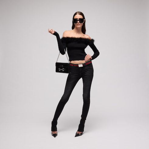 Rib viscose off-the-shoulder top