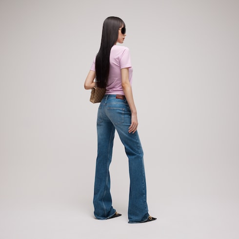 Stretch cotton denim with Horsebit