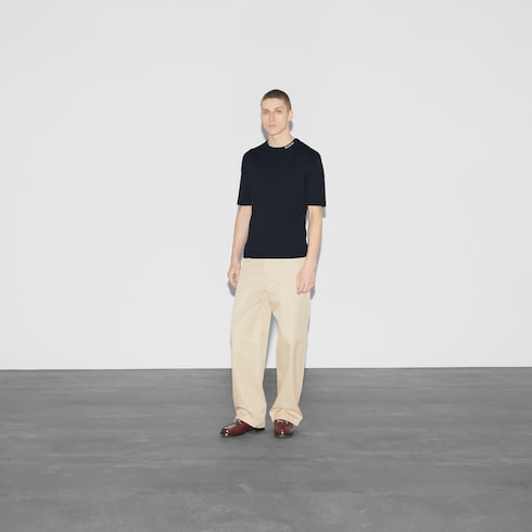Silk cotton T-shirt with Gucci intarsia