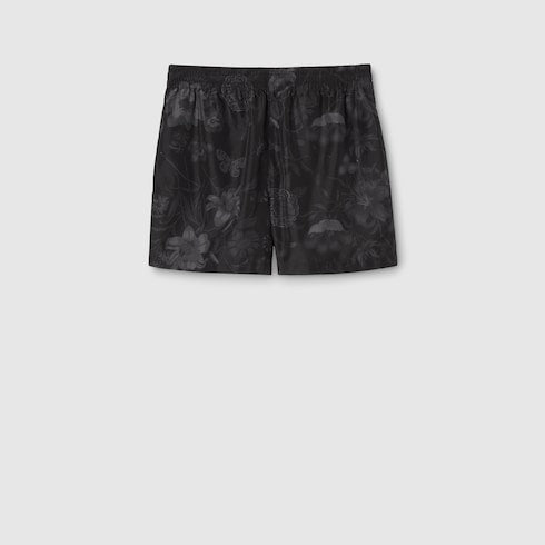 Printed nylon swim shorts