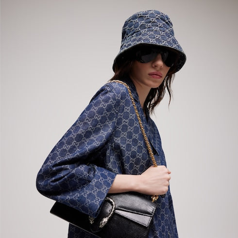 GG cotton denim bucket hat