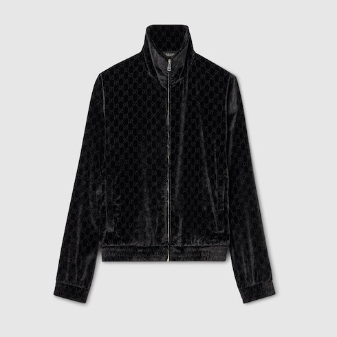 GG stretch velvet devoré zipped jacket