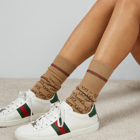 Camel / Brown GG Cotton Socks With Web